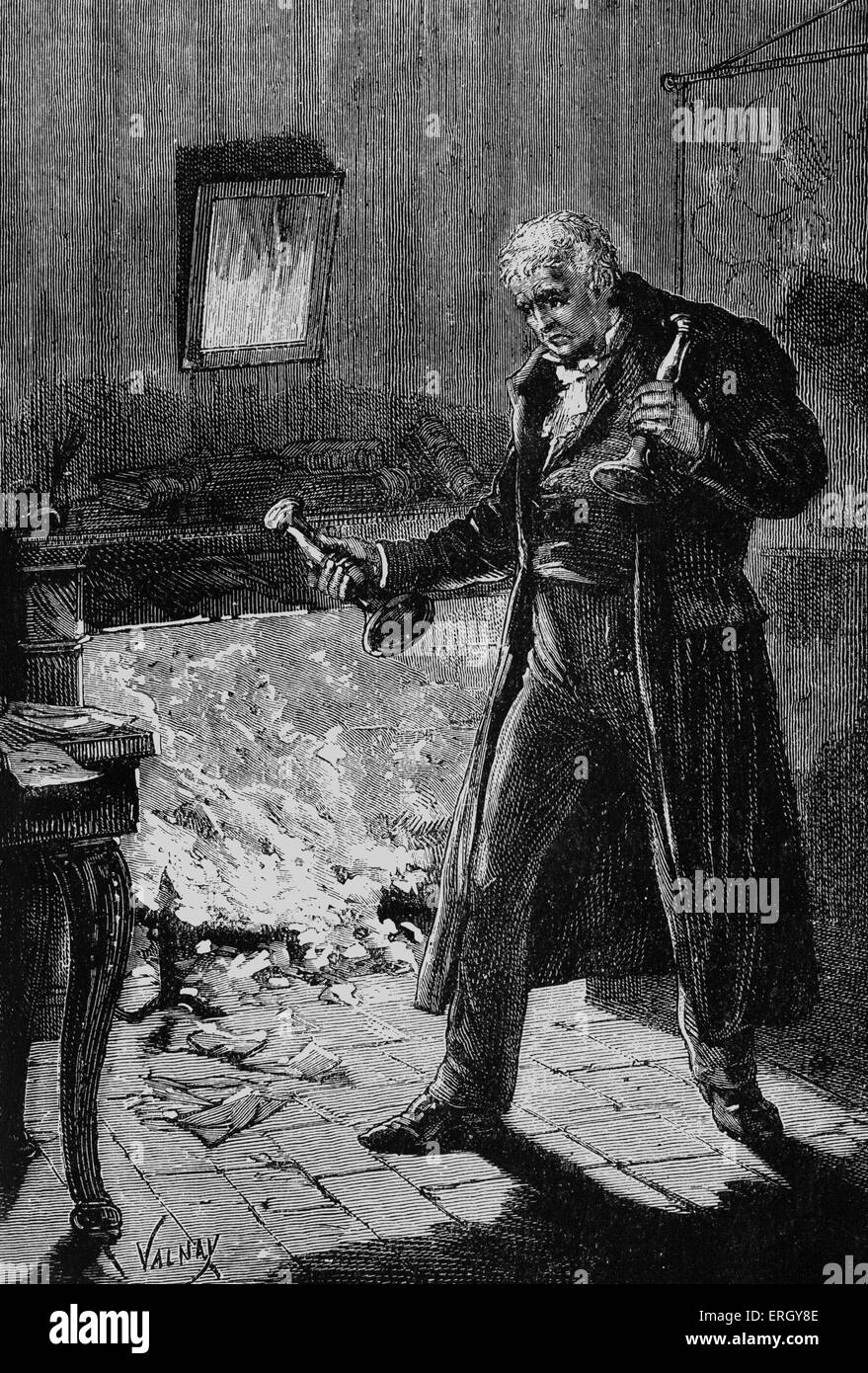 Les Miserables von Victor Hugo. Zuerst veröffentlicht 1862. Original-Illustration von Emile Bayard. Bildunterschrift lautet: "ins Feuer!". Stockfoto