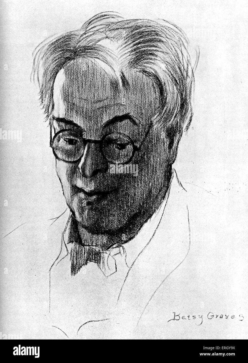 William Butler Yeats: Irische Dichter und Dramatiker, 13. Juni 1865 - 28. Januar 1939. Zeichnung von Betsy Graves. 1930er Jahren Porträt Stockfoto