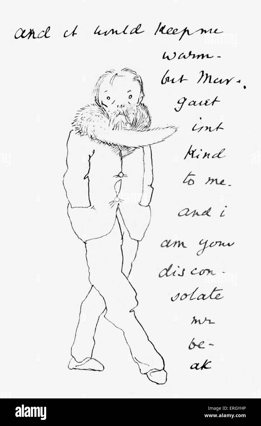 Skizze von Edward Burne-Jones selbst, aus Briefen an Katie. Der englische Künstler und Designer, 28. August 1833 – 17. Juni 1898. Stockfoto