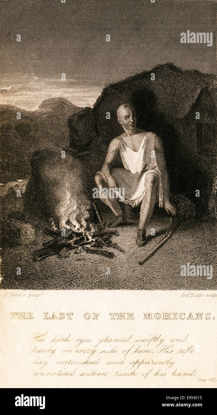 Der letzte der Mohikaner; eine Erzählung von 1757 von James Fenimore Cooper. Bildunterschrift lautet: "seine dunklen Augen blickte schnell und Stockfoto