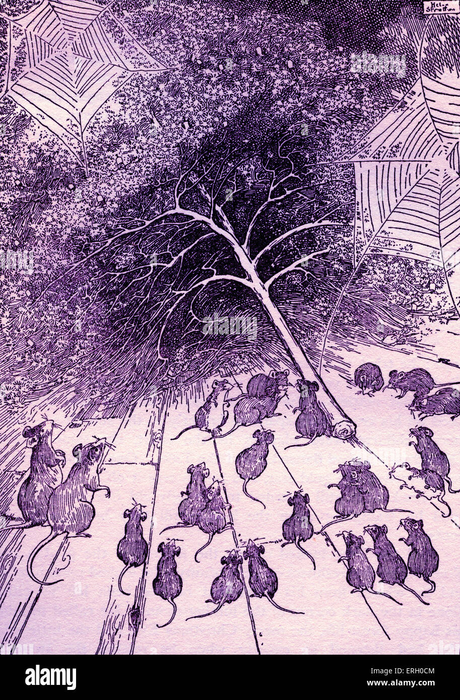 Andersens Märchen, die Tanne. Bildunterschrift lautet: "Am Sonntag kamen auch zwei Ratten." (Ratten, die rund um die geschnitten Stockfoto