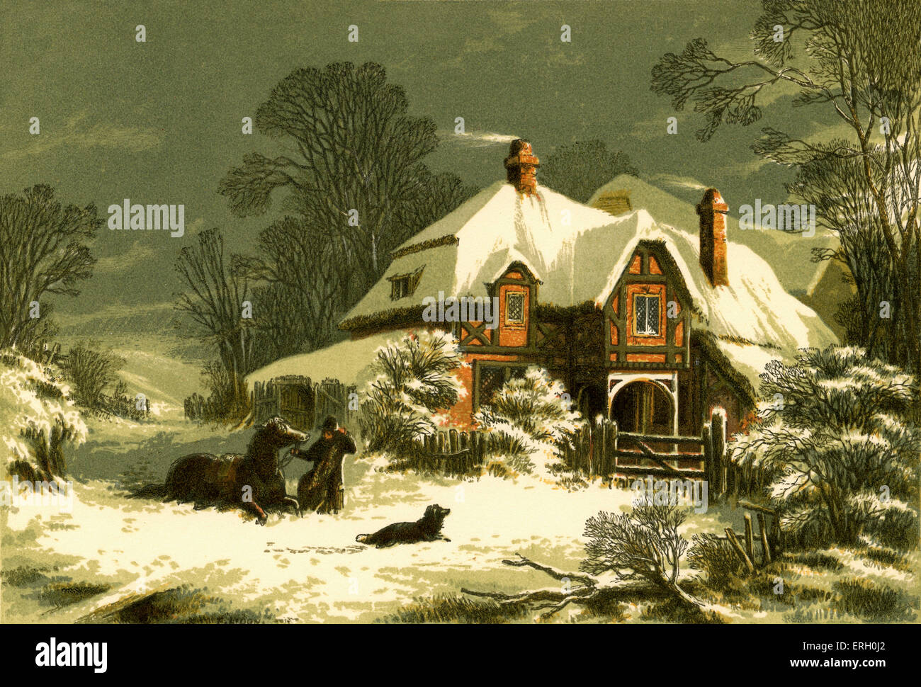 "Schneesturm" von Waldo. Illustration für den Vers: "Ross und Reisenden gestoppt, der Kurier Füße Stockfoto