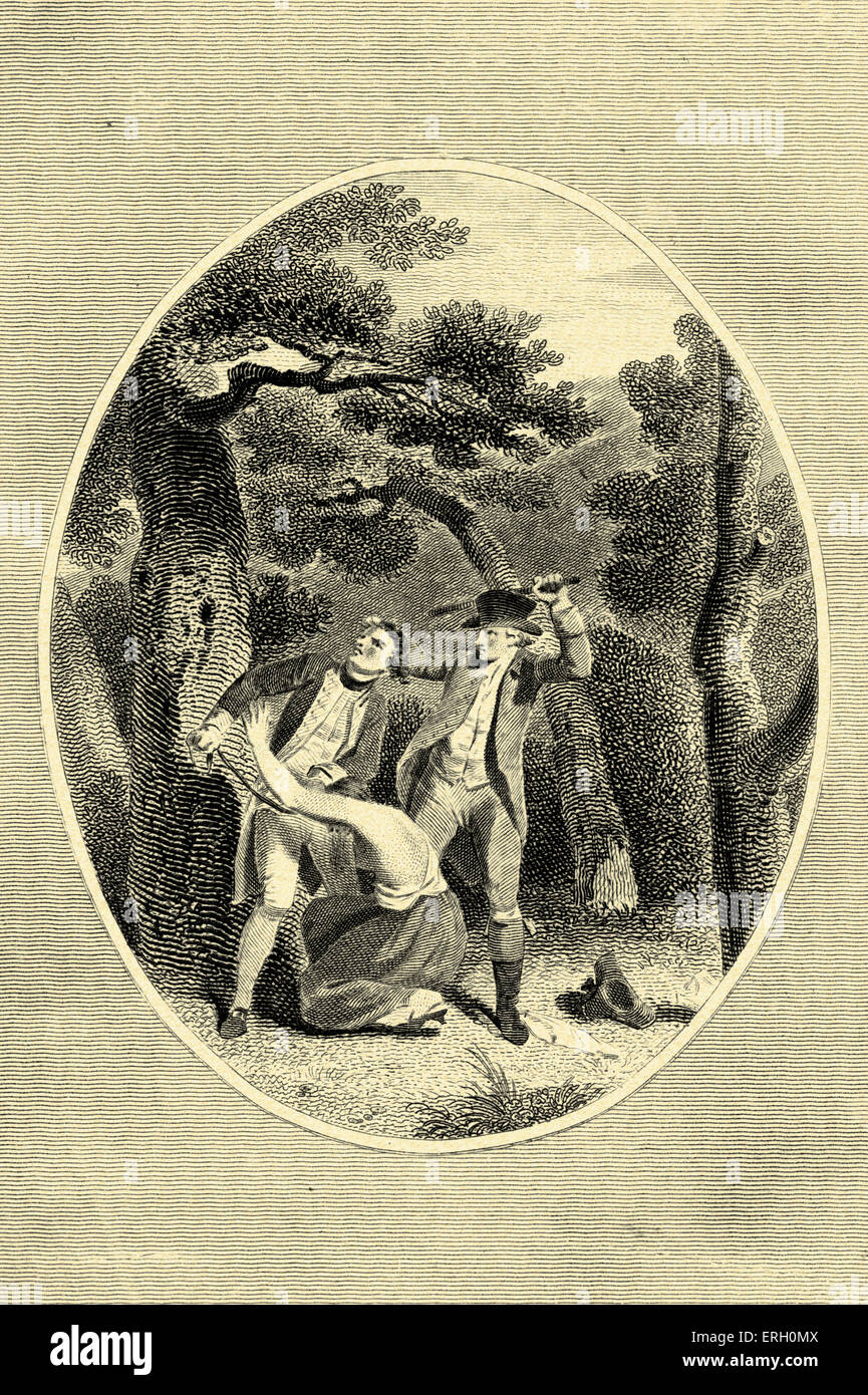 Henry Fielding - ' History of Tom Jones: ein Findelkind "-1749 zum ersten Mal veröffentlicht. Bildunterschrift lautet: "Rettung von Frau Waters von Jones Stockfoto