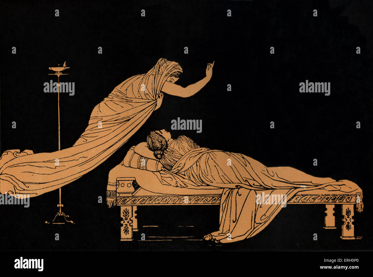 Homer, Odyssee. Bildunterschrift lautet: Penelopes Traum. Homer, blinden griechischen Dichter, c. 800-600 v. Chr., Trojanischen Krieg, epischen; Abbildung nach Flaxman Stockfoto