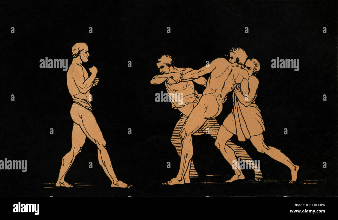 Homer, Odyssee. Bildunterschrift lautet: Ulysses mit Irus kämpfen wird vorbereitet. Homer, blinden griechischen Dichter, c. 800-600 v. Chr., Trojanischen Krieg Stockfoto