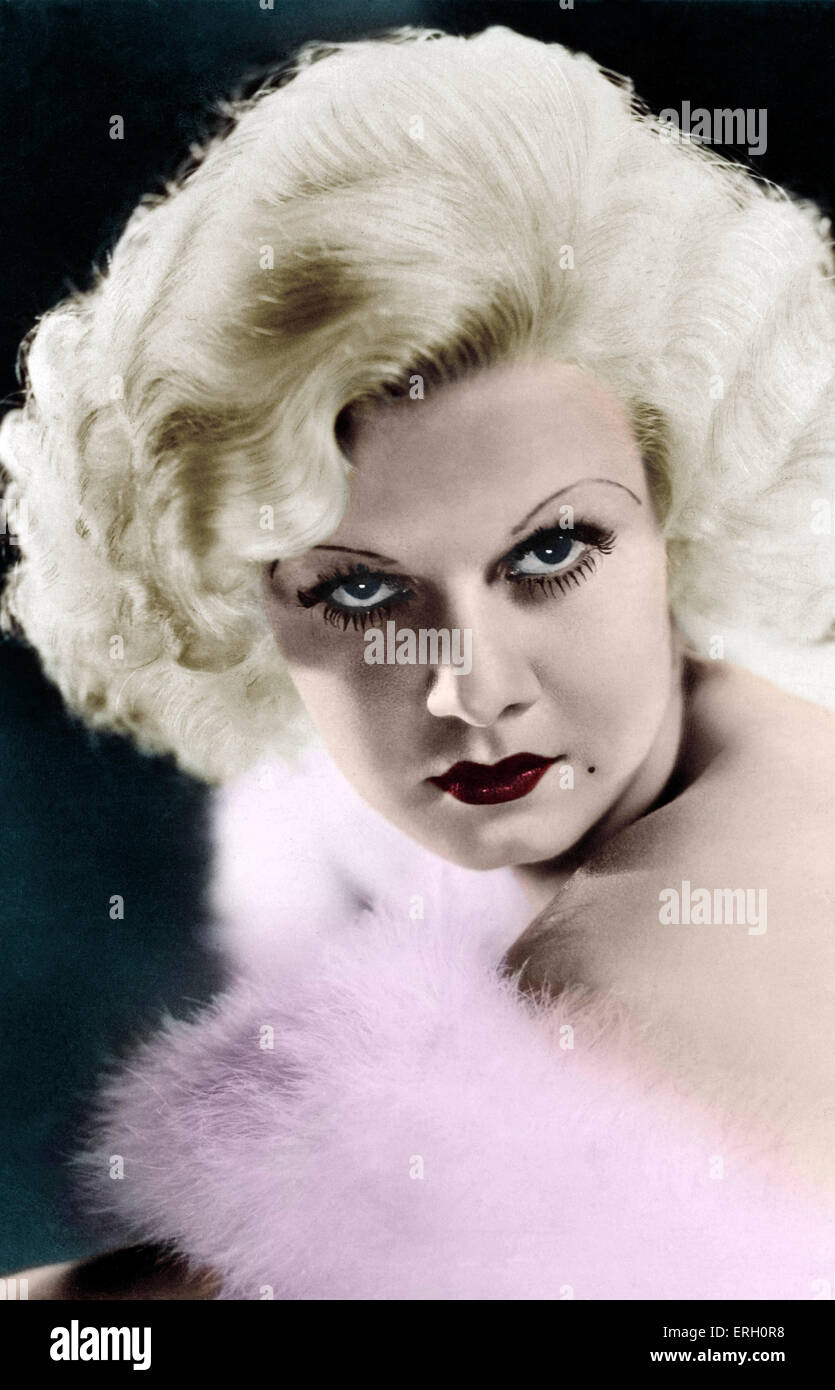 Jean Harlow - Porträt von der amerikanischen Schauspielerin 3. März 1911 – 7. Juni 1937. Harlean Harlow Carpenter geboren. Werbung noch Stockfoto