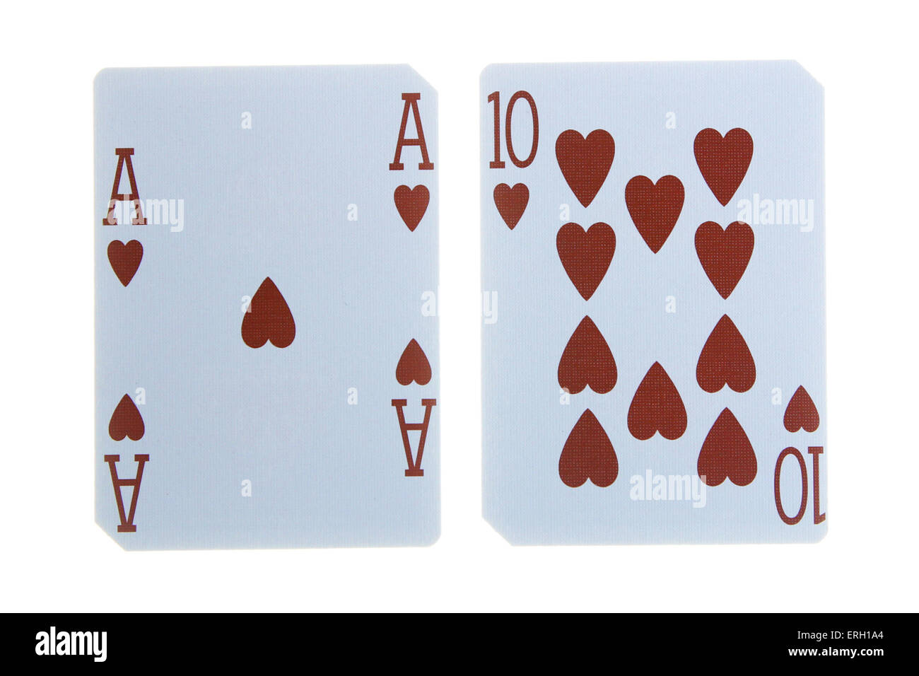 am besten klassischen Blackjack Gewinnkombination zehn und Herz-Ass Stockfoto