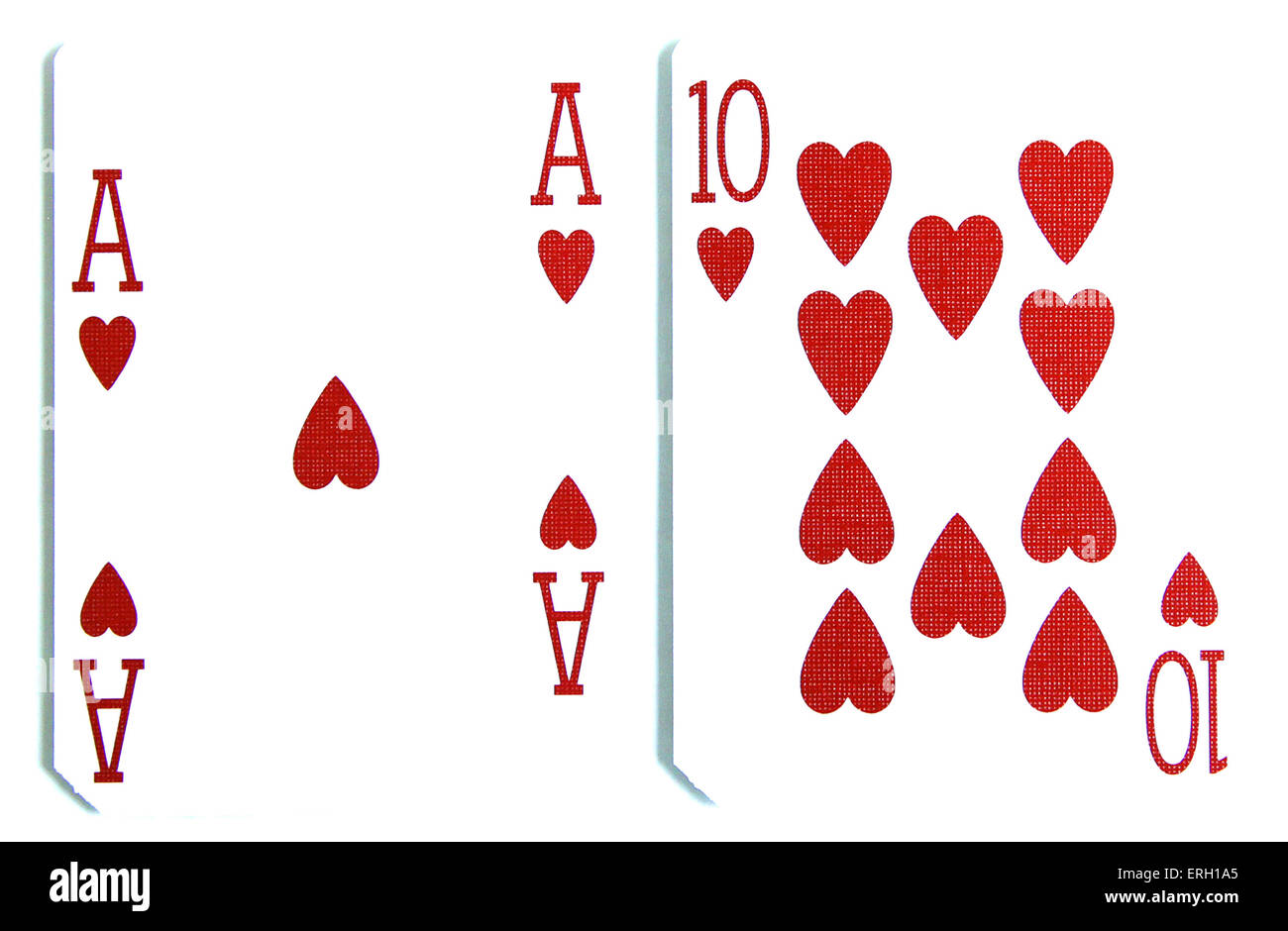 am besten klassischen Blackjack Gewinnkombination zehn und Herz-Ass Stockfoto