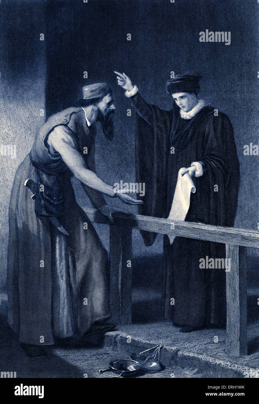 Kaufmann von Venedig (Akt IV Szene 1), spielen von William Shakespeare. Portia und Shylock. "Portia: Ja, wenn die Waage aber wiederum Stockfoto