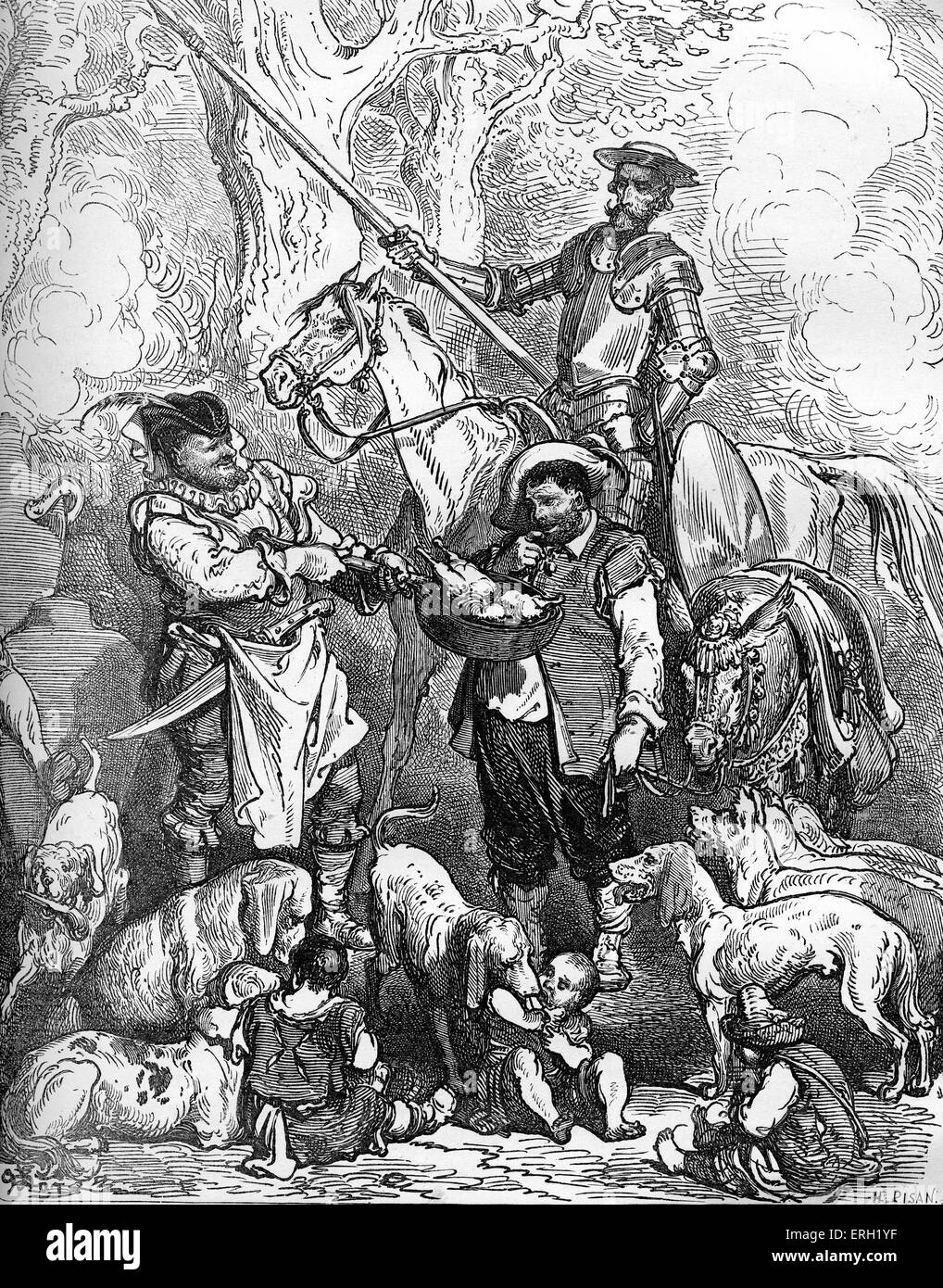 Die Geschichte von Don Quijote De La Mancha von Miguel de Cervantes, spanischer Autor geschrieben und illustriert von Gustav Dore. Stockfoto