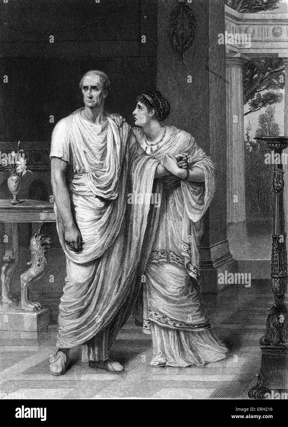 Julius Caesar (Act II Szene 2), spielen von William Shakespeare. Julius Caesar und Calpurnia. "Calpurnia: ' O Cäsar! Diese Dinge sind darüber hinaus alle Verwendung, und ich habe Angst vor ihnen. " Von Frank Dicksee, gestochen von J Bauer gemalt. William Shakespeare, englischer Dichter und Dramatiker, getauft 26. April 1564 – 23. April 1616. Von "Tales from Shakespeare" von Charles und Mary Lamb, 1807. Stockfoto