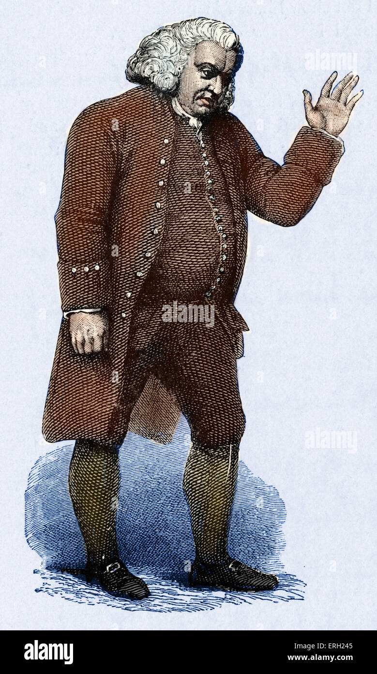 Samuel Johnson - englischer Schriftsteller, Dichter - Porträt 18. September 1709 – 13. Dezember 1784 - vom Kupferstich von Finden. Farbausführung Stockfoto