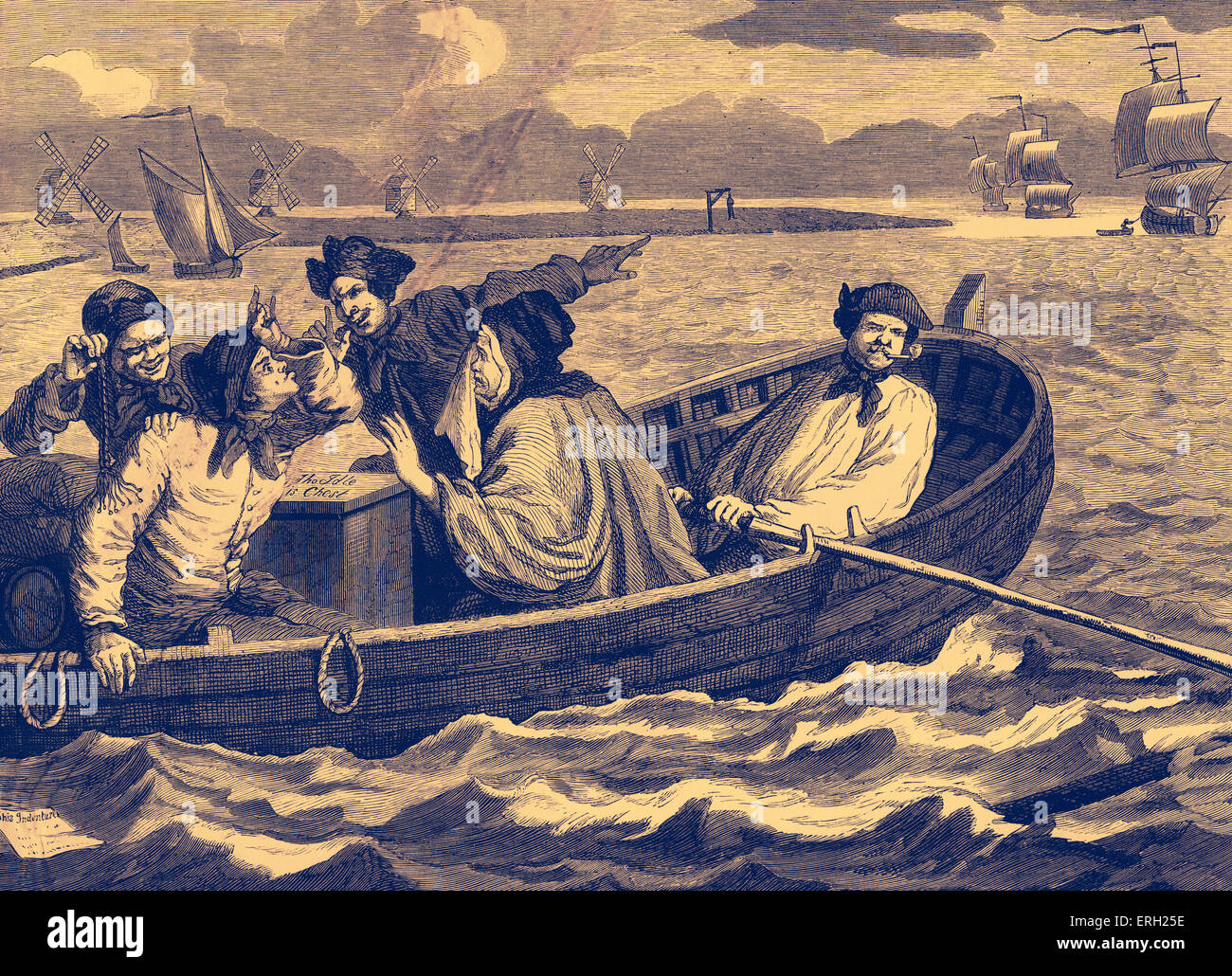 Industrie und Müßiggang - der Leerlauf Lehrling zum Meer geschickt. Kupferstich von William Hogarth. Tom Idle auf hoher See, dass abgewiesen worden Stockfoto