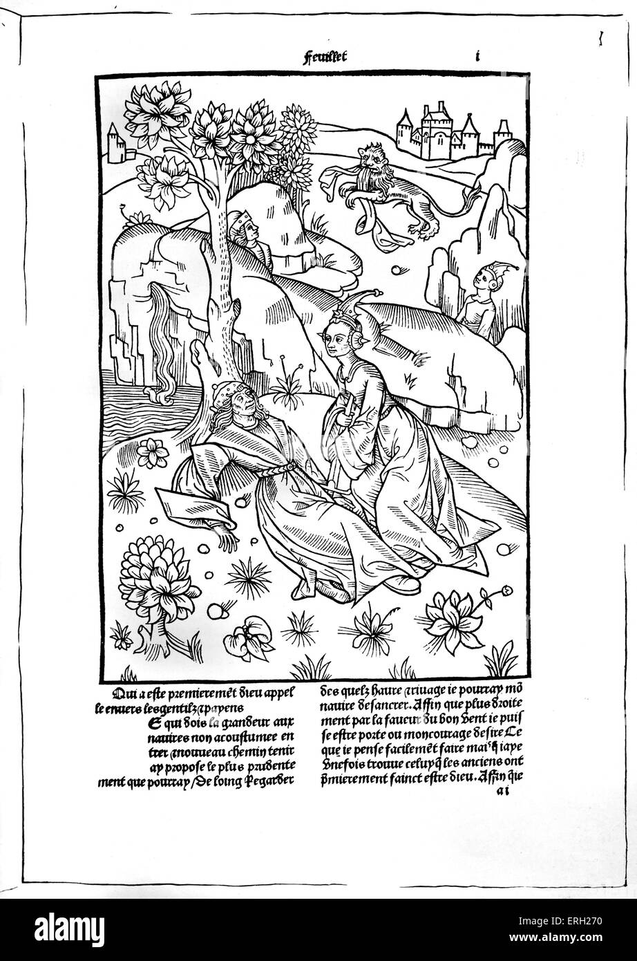 Pyramus und Thisbe. Von Genealogia Deorum Gentilium / auf die Genealogie der Götter der Heiden, von Giovanni Boccaccio. Stockfoto