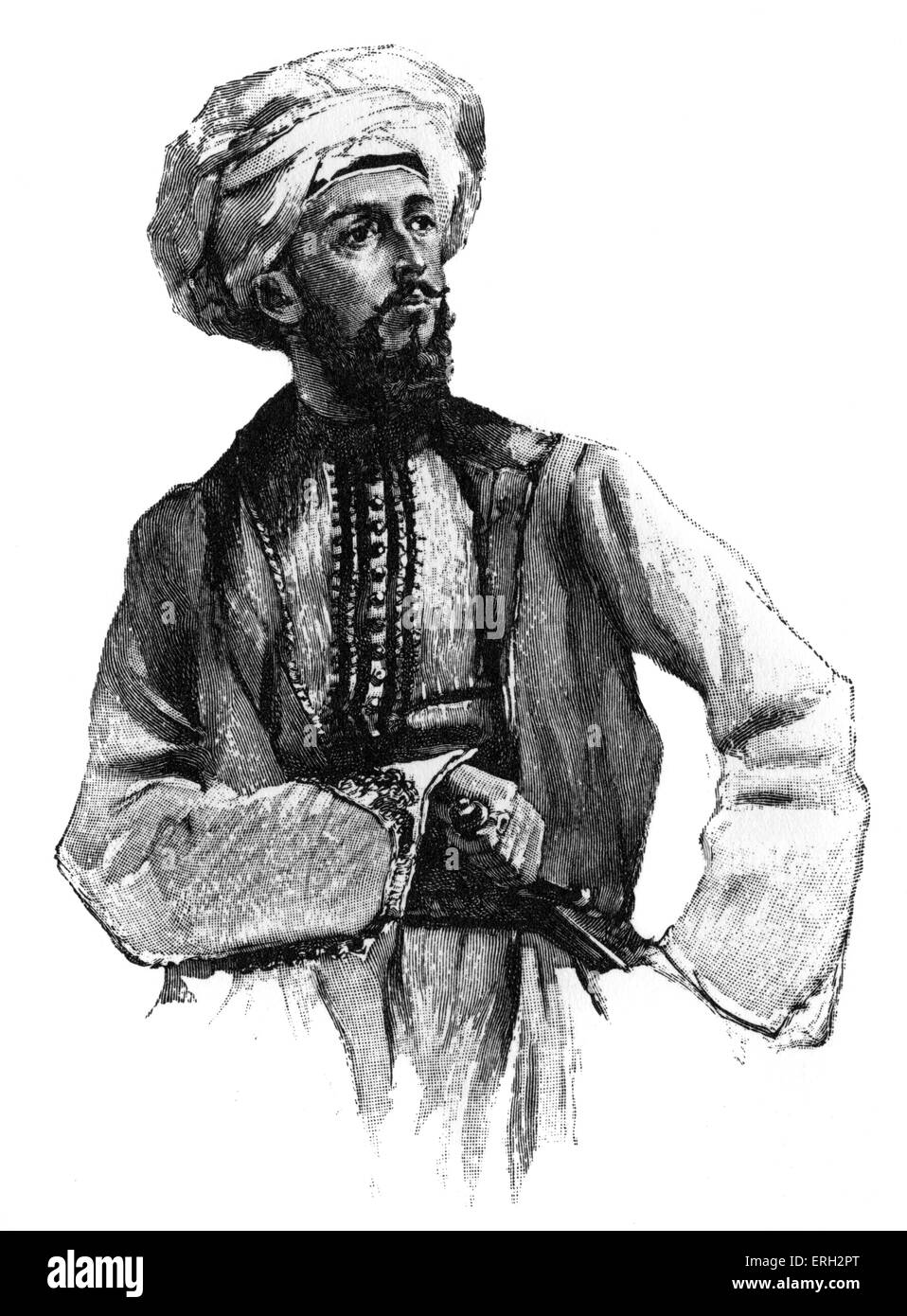Bayard Taylor, arabischer Kleidung tragen. Amerikanischer Dichter und Reiseschriftstellerin. 11. Januar 1825 – 19. Dezember 1878. Stockfoto