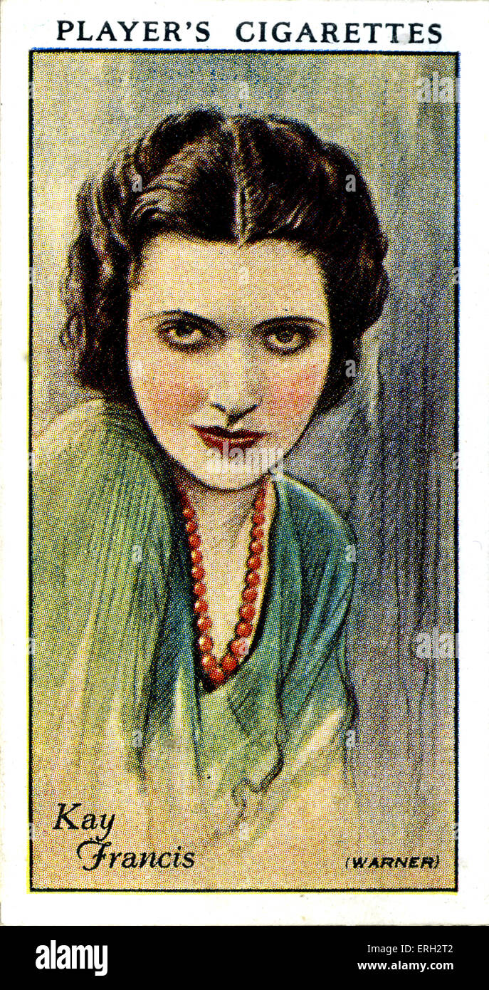 Kay Francis, US-amerikanische Schauspielerin. 13. Januar 1905 – 26. August 1968. (Zigarette Spielerkarte). Stockfoto