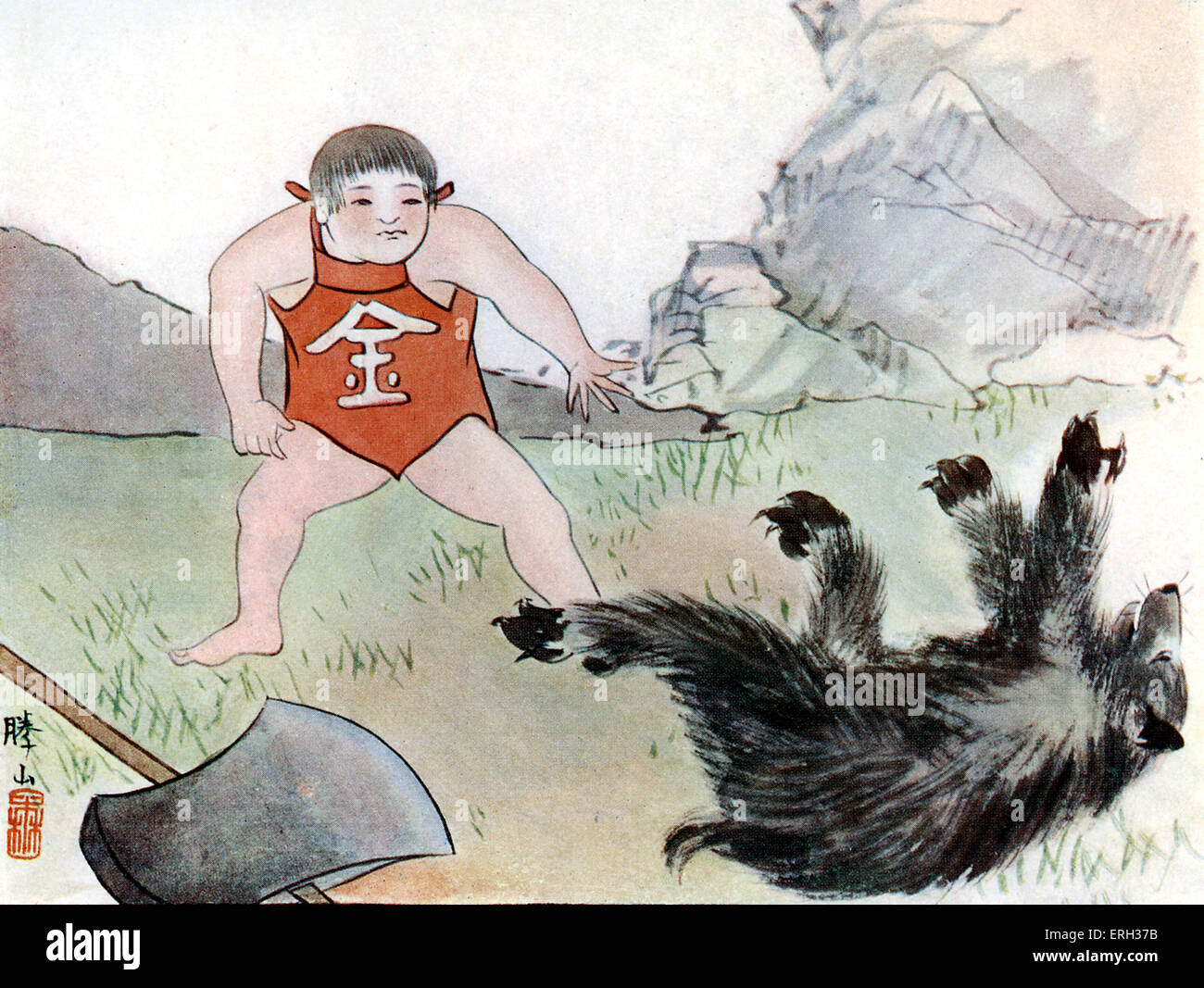 Die Geschichte von Kintaro der starke junge aus Wonder Geschichten des alten Japan durch Alan Leslie Whitehorn, (japanische Volkssage).  Veröffentlicht Stockfoto