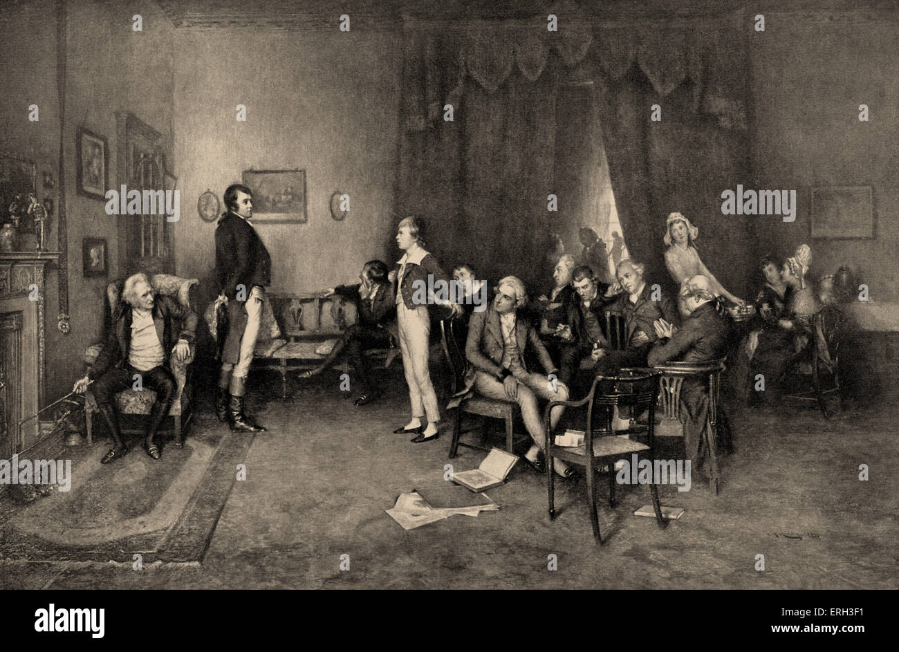 Die Besprechung von Verbrennungen und Scott in Sciennes House, Edinburgh, der Heimat von Adam Ferguson. Aus dem Gemälde von Charles Martin Stockfoto