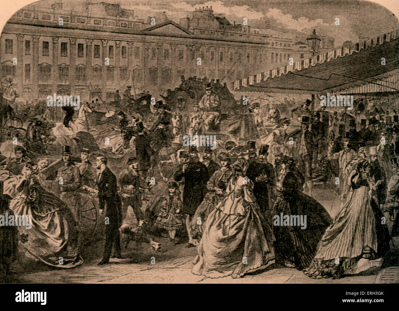 Regent Street im Jahr 1866 - konvergieren Pferdekutschen auf Regents Street, London. Stockfoto