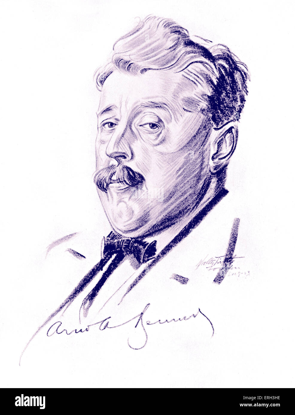 Arnold Bennet, englischer Schriftsteller, 27. Mai 1867 – 27. März 1931. Zeichnung von Walter Tittle datiert (1883-1966) 1923. Stockfoto