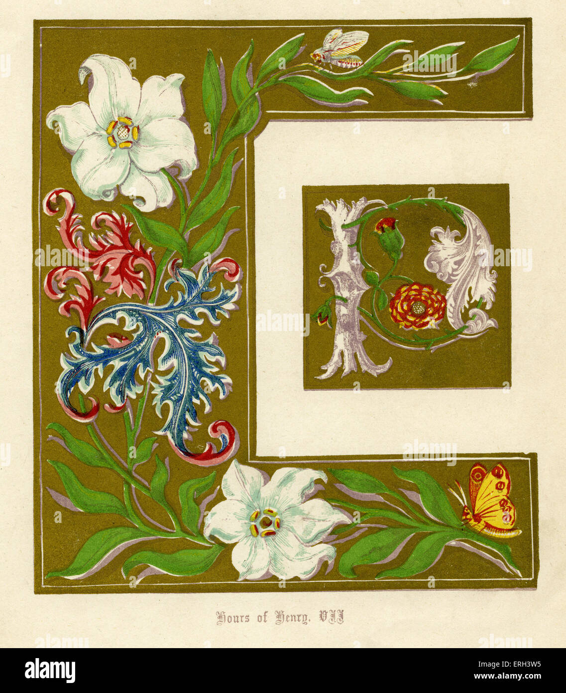 Beleuchtete Buchstaben P vom "Buch von Stunden von Henry VII".  Fünfzehnten Jahrhundert.  (1886-Quelle). Stockfoto