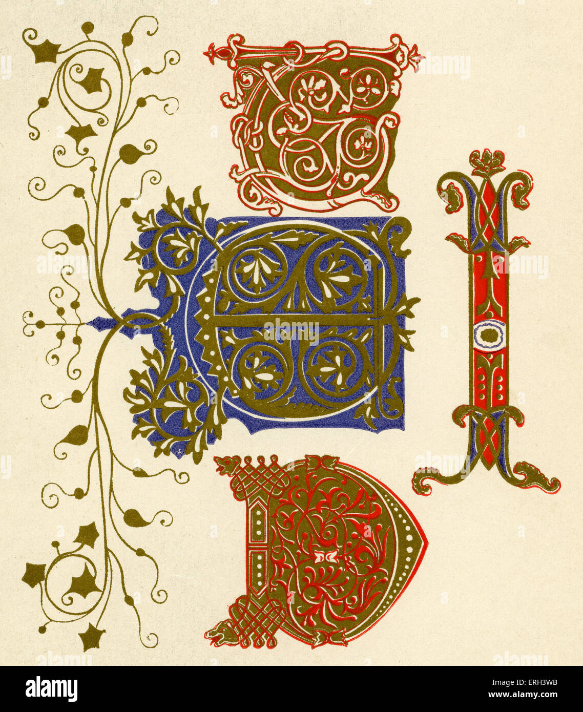 Beleuchtete Buchstaben T, C, I und D.  Zehnten Jahrhundert. (1886-Quelle). Stockfoto