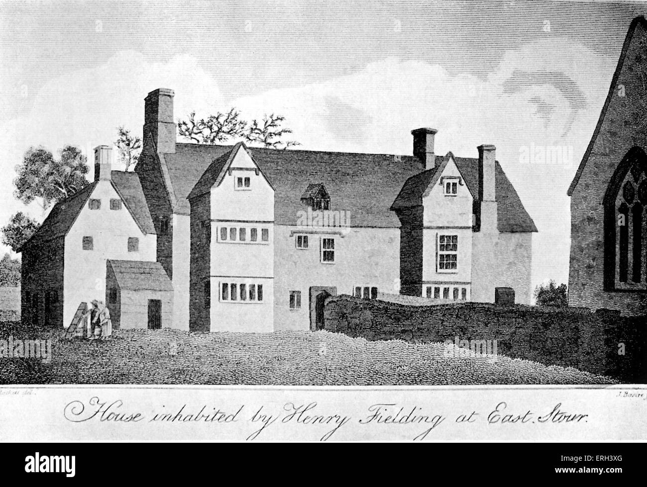 Henry Fielding Haus am East Stour.  1813 drucken (Kopie). Englischer Schriftsteller und Dramatiker: 22. April 1707 – 8. Oktober 1754 Stockfoto
