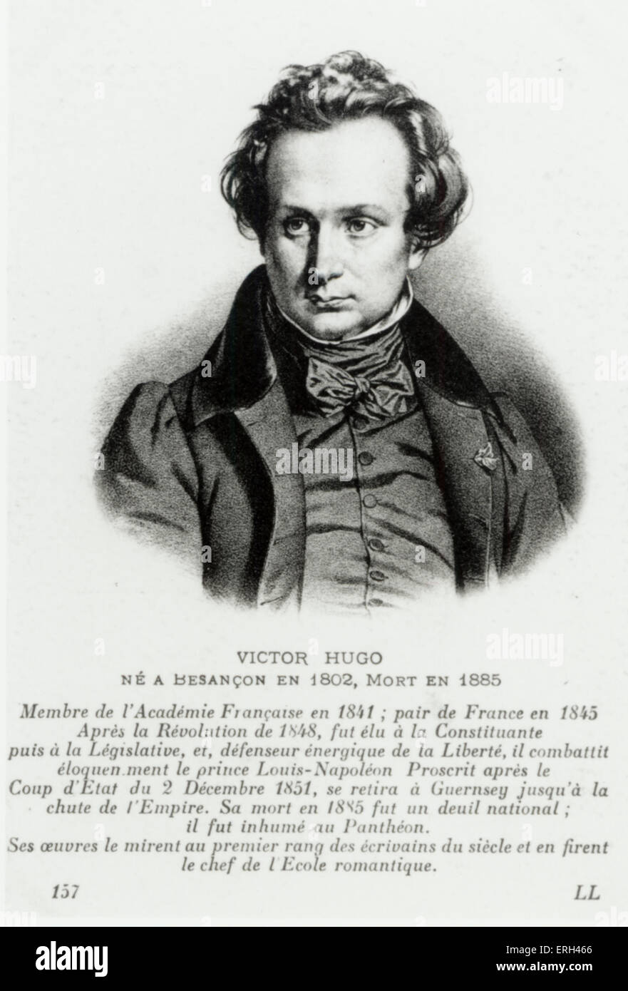 HUGO, Victor - Porträt französischer Dichter und Schriftsteller (1802-1885) Stockfoto
