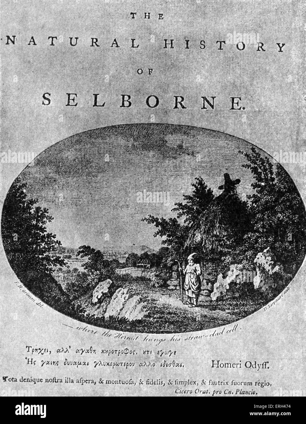 Gilbert Whites "Natural History of Selborne", nach dem Titelblatt der Erstausgabe. GW, bahnbrechende Naturforscher und Stockfoto