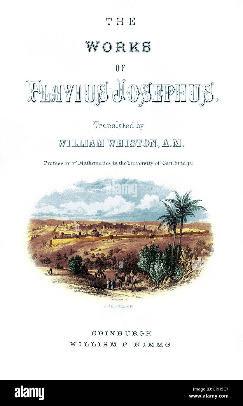 Die Werke von Flavius Josephus übersetzt von William Whiston. Josephus (c. 37 – c. 100) wurde 1. Jahrhundert jüdische Historiker Stockfoto