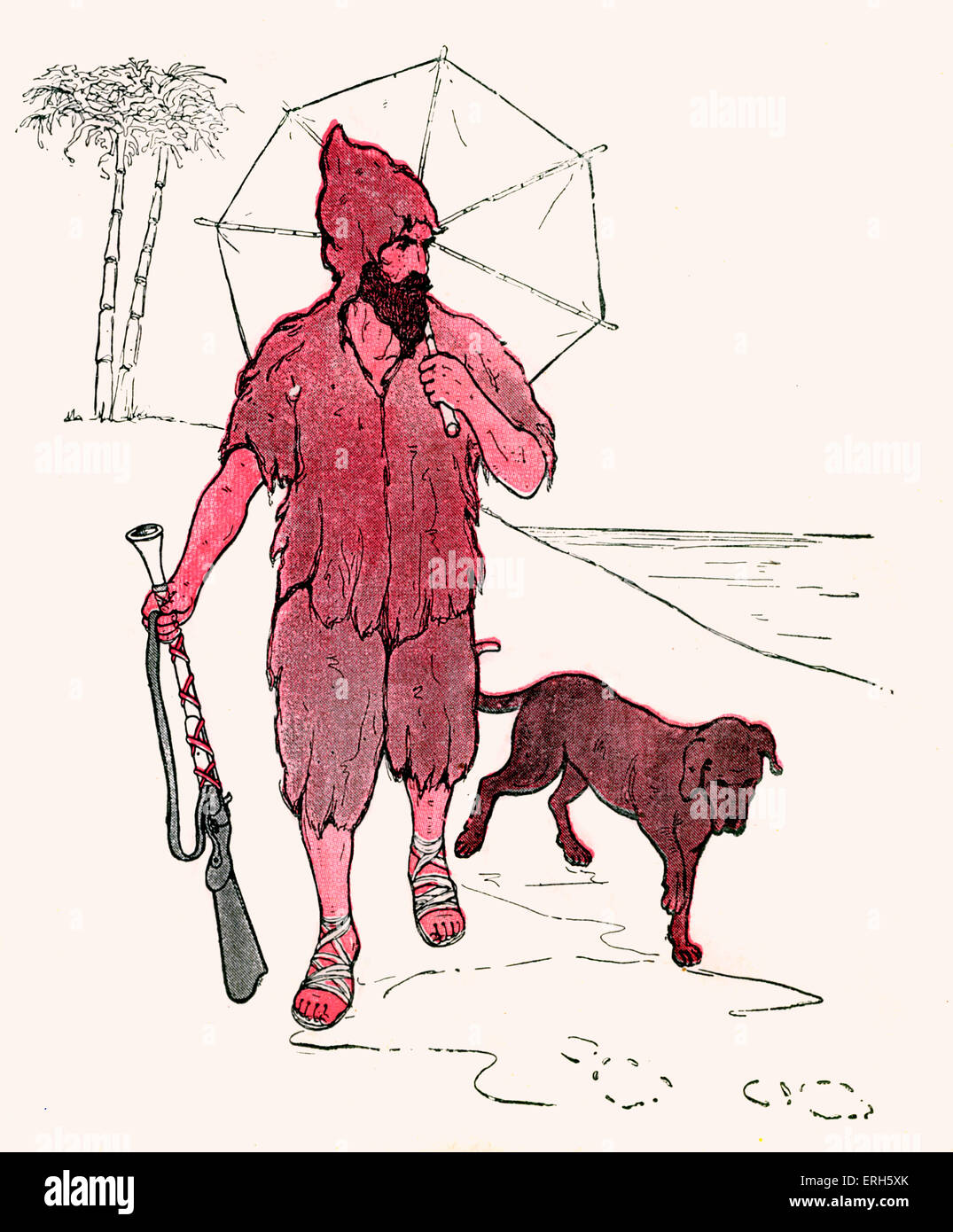 Armen alten Robinson Crusoe!, Illustration von Blanche Fisher Wright (Datum unbekannt), 1916 veröffentlicht.  "Arme alte Robinson Crusoe! Stockfoto