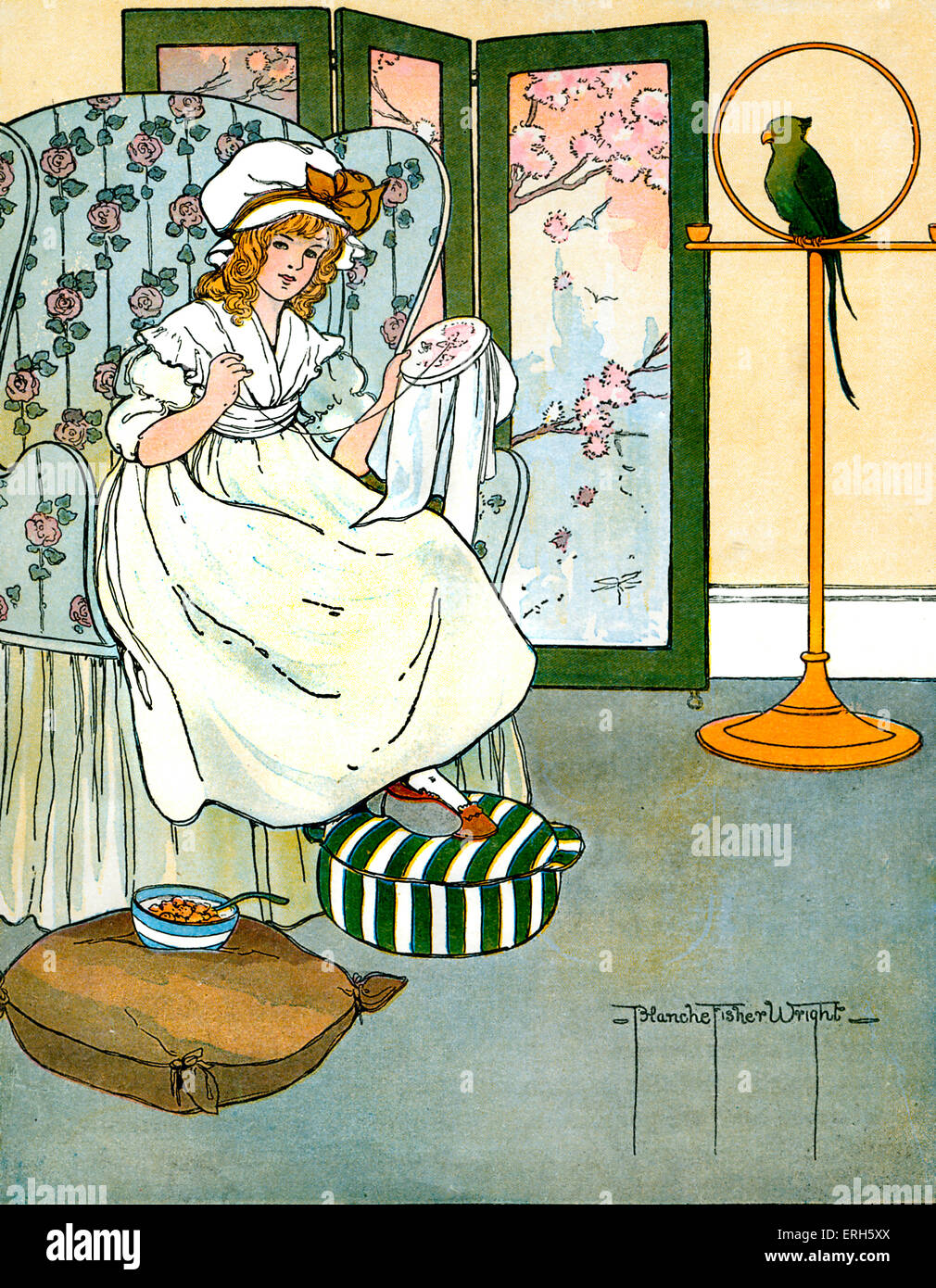 Locken, Illustration von Blanche Fisher Wright (Datum unbekannt), 1916 veröffentlicht.  "Willst du werden, locken, locken Stockfoto