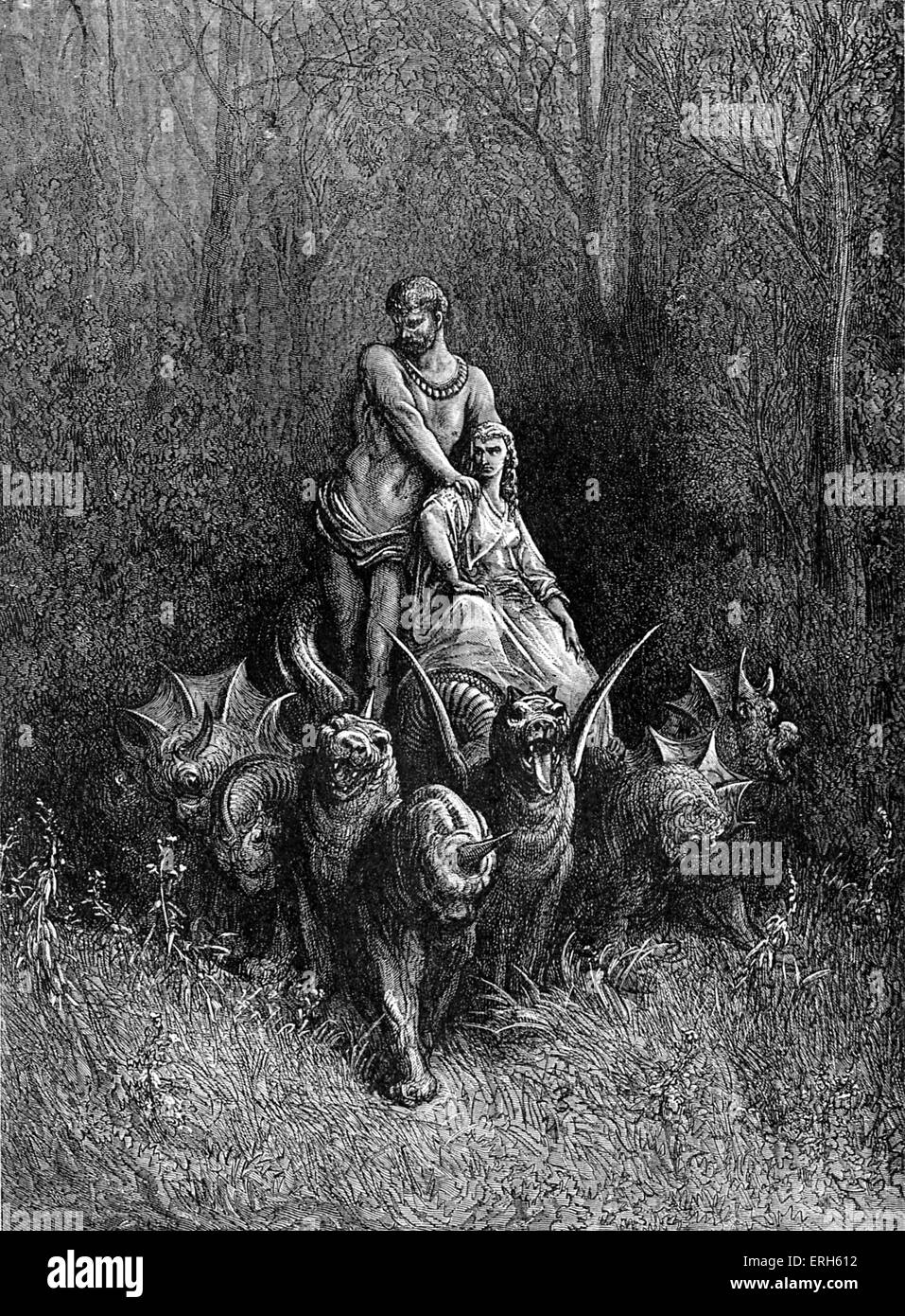 Dantes Fegefeuer, Teil seiner göttlichen Komödie. Illustration von Gustave Doré. Bildunterschrift: "an ihrer Seite, als" nimmmt vielleicht, dass keine Stockfoto