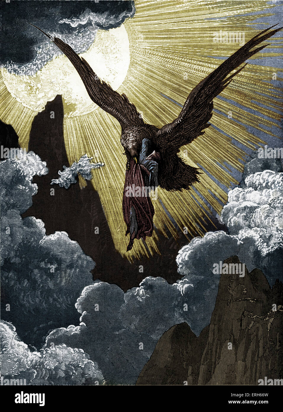 Dantes Fegefeuer, Teil seiner göttlichen Komödie. Illustration von Gustave Doré. Bildunterschrift: "dort beide, ich dachte, den Adler und Stockfoto