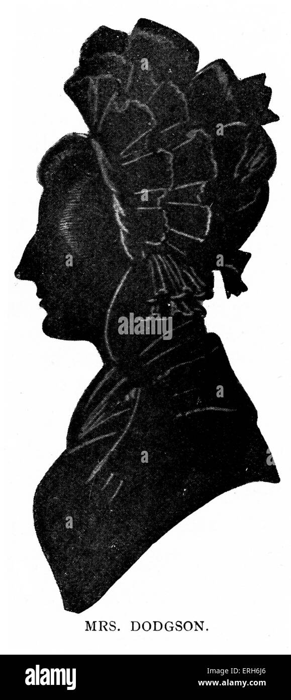 Frau Dodgson - Carrolls Mutter. Silhouette Portrait. LC: (Richtiger Name Reverend Charles Lutwidge Dodgson) englische Autorin: 27. Januar 1832 - 14. Januar 1898. Stockfoto