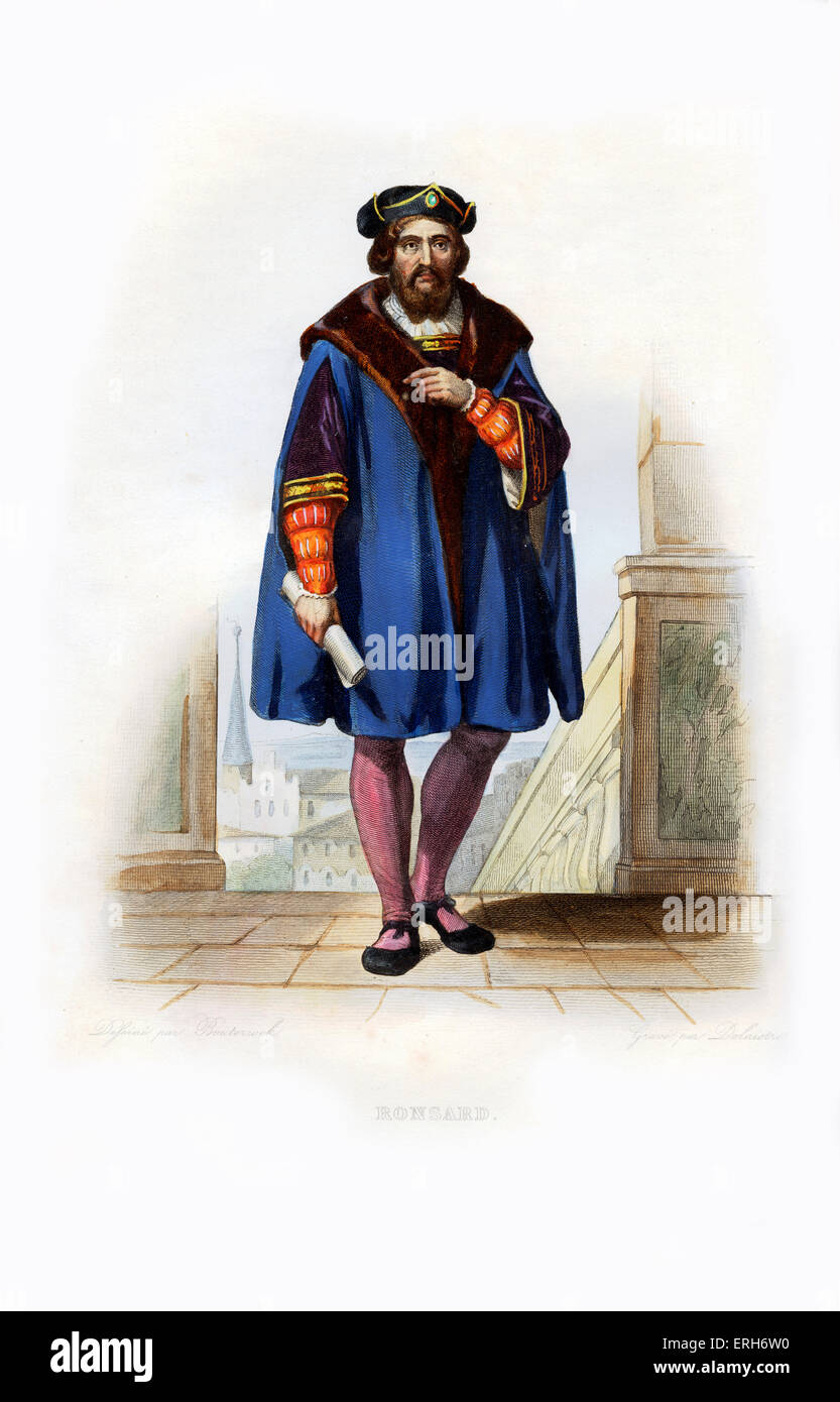 Pierre de Ronsard. Französischer Dichter. 1524-1585. Kupferstich von Louis Jean Desire Delaistre, c.1846 Stockfoto