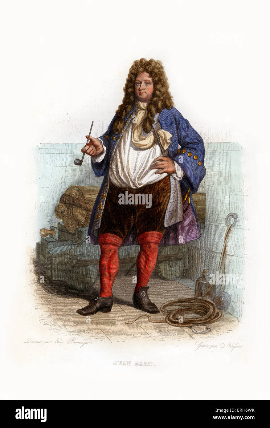 Jean Bart. Französische Marine-Kommandant und Freibeuter. 1650-1702. Kupferstich von Nargeot.c.1845 Stockfoto