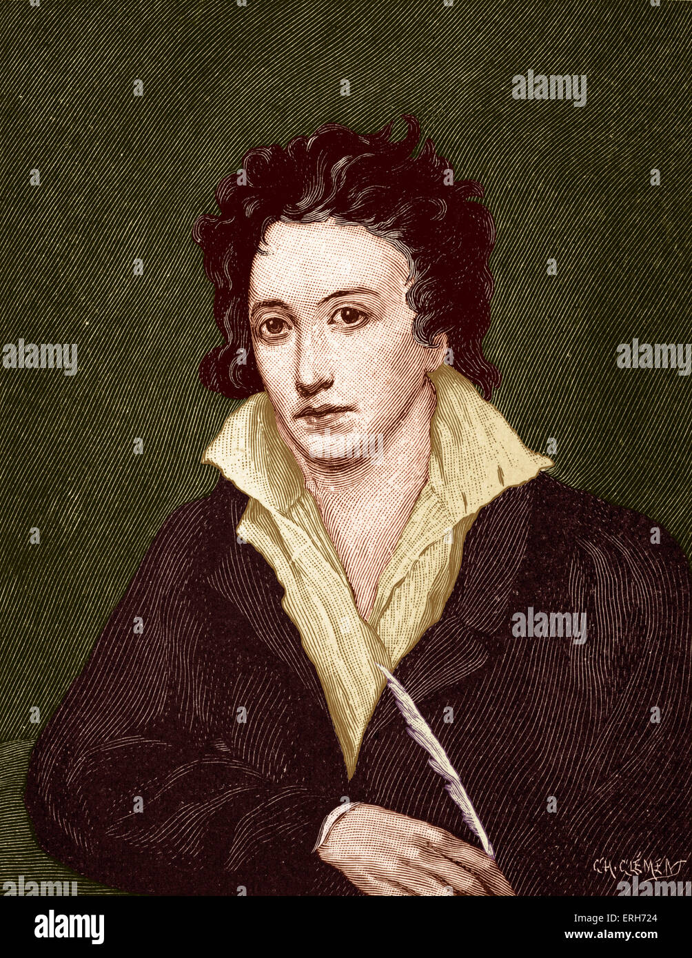 Percy Bysshe Shelley, nach dem Porträt von Miss Curran. Englischer Dichter (1792-1822) Stockfoto