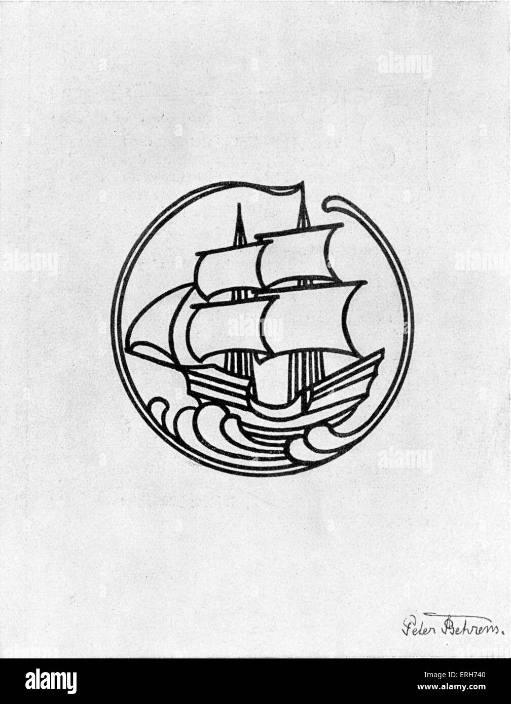 Emblem / Logo der Insel sterben in 1899 l (The Island) von Peter Behrens (14. April 1868 – 27. Februar 1940) - deutsche Literatur Stockfoto