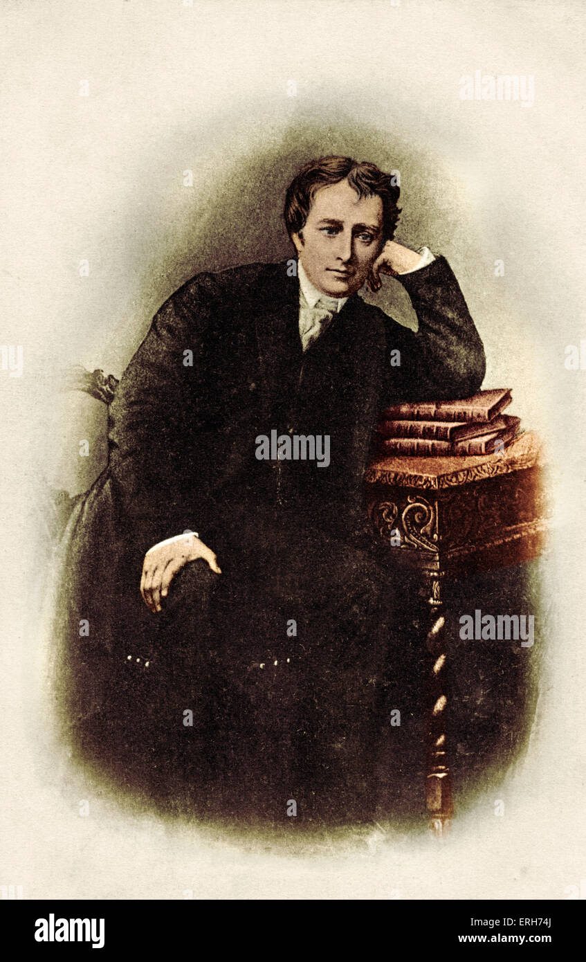 Percy Bysshe Shelley stützte sich auf den Schreibtisch. Englischer Dichter (1792-1822). Schrieb Betrice Cenci (verwendet von Goldschmidt in seiner Oper die Stockfoto