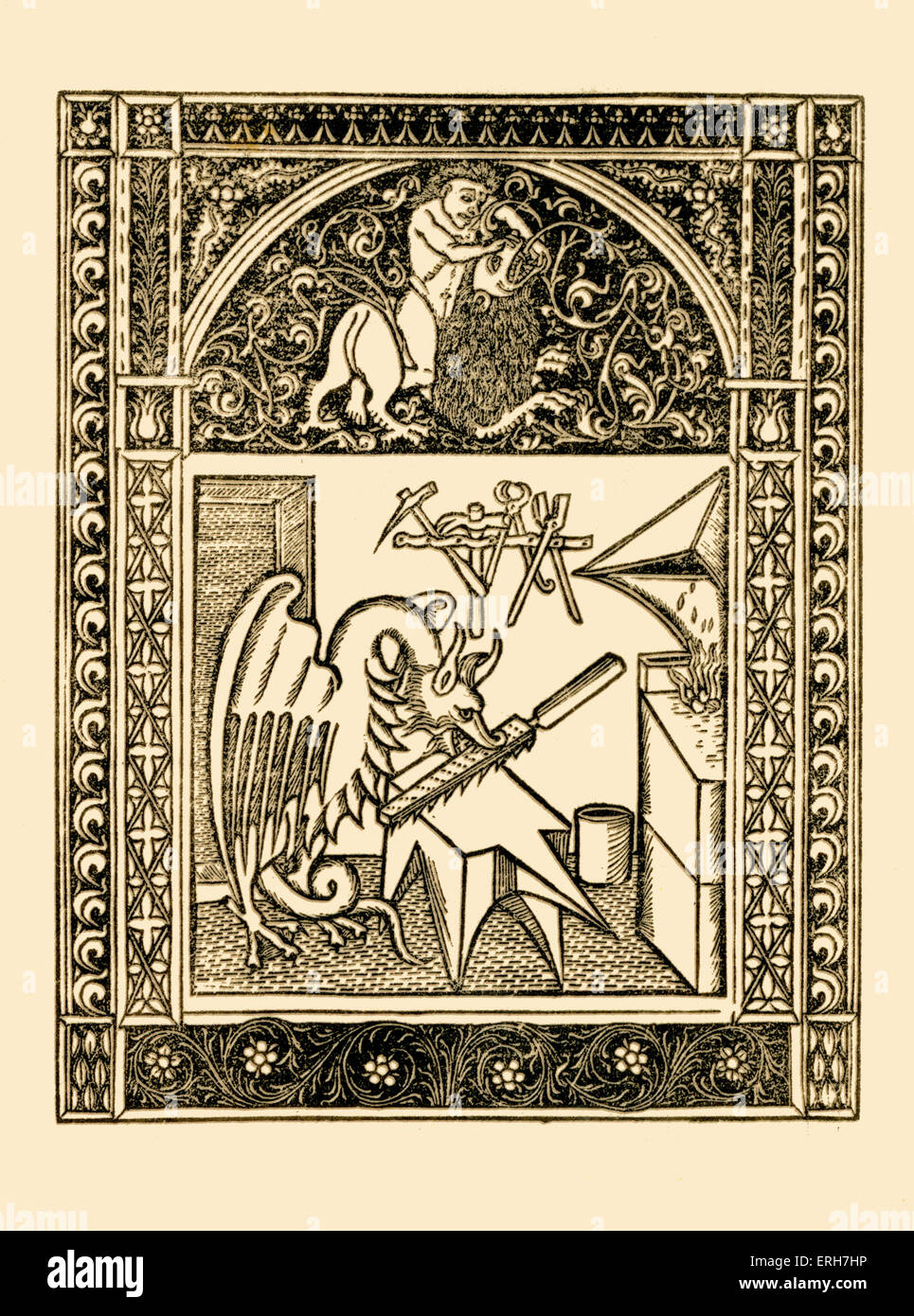 Aesop Fabeln: The Viper und die Datei. Abbildung nach 1485 Ausgabe gedruckt in Neapel von deutschen Druckereien für Francesco del Stockfoto