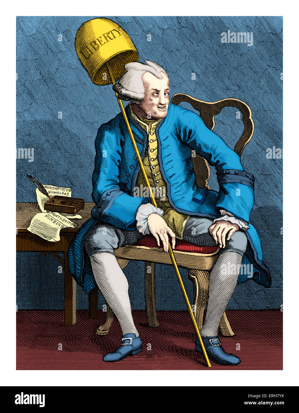 John Wilkes - Porträt des englischen Politikers schreiben an seinem Schreibtisch, 17. Oktober 1725 - 1786 29. Dezember 1797.  Er gründete Stockfoto John Wilkes - Porträt des englischen Politikers schreiben an seinem Schreibtisch, 17. Oktober 1725 - 1786 29. Dezember 1797.  Er gründete Stockfoto