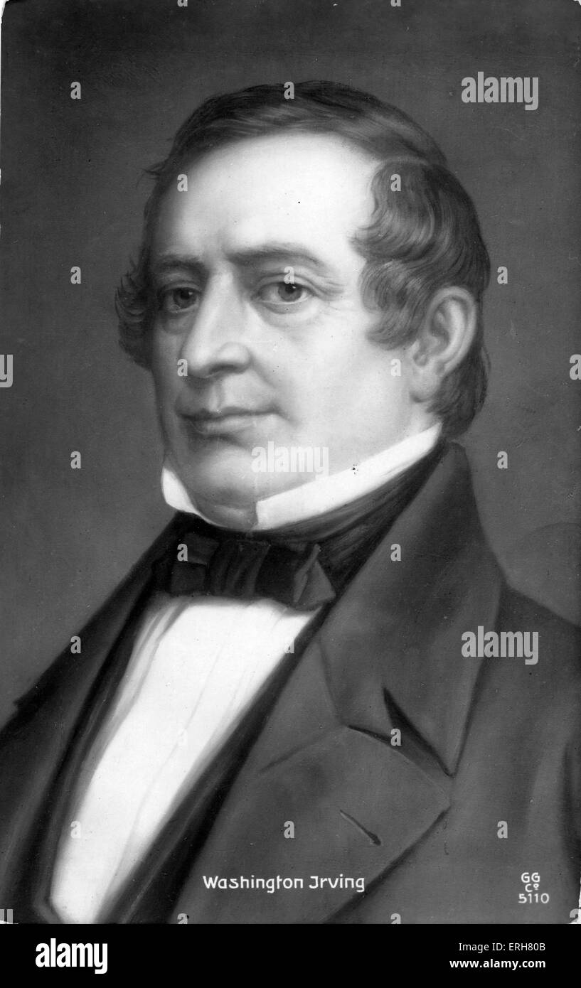 Washington Irving - Porträt. US-amerikanischer Schriftsteller und Historiker: 3. April 1783 – 28. November 1859. Stockfoto
