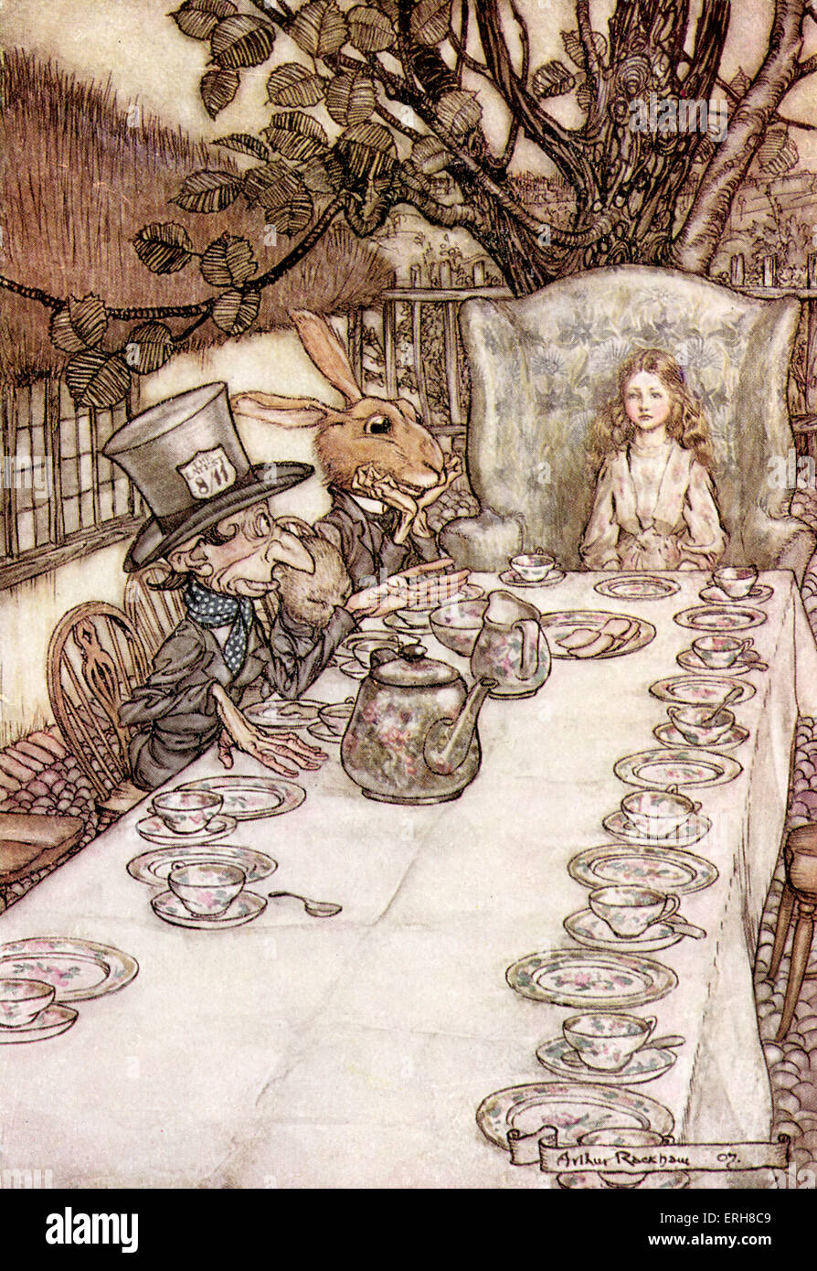 Alice Im Wunderland Tea Party Kunstdruck – Vintage-Stil, 40x30 Cm, Hochwertiges 300g Papier, Gerahmbar