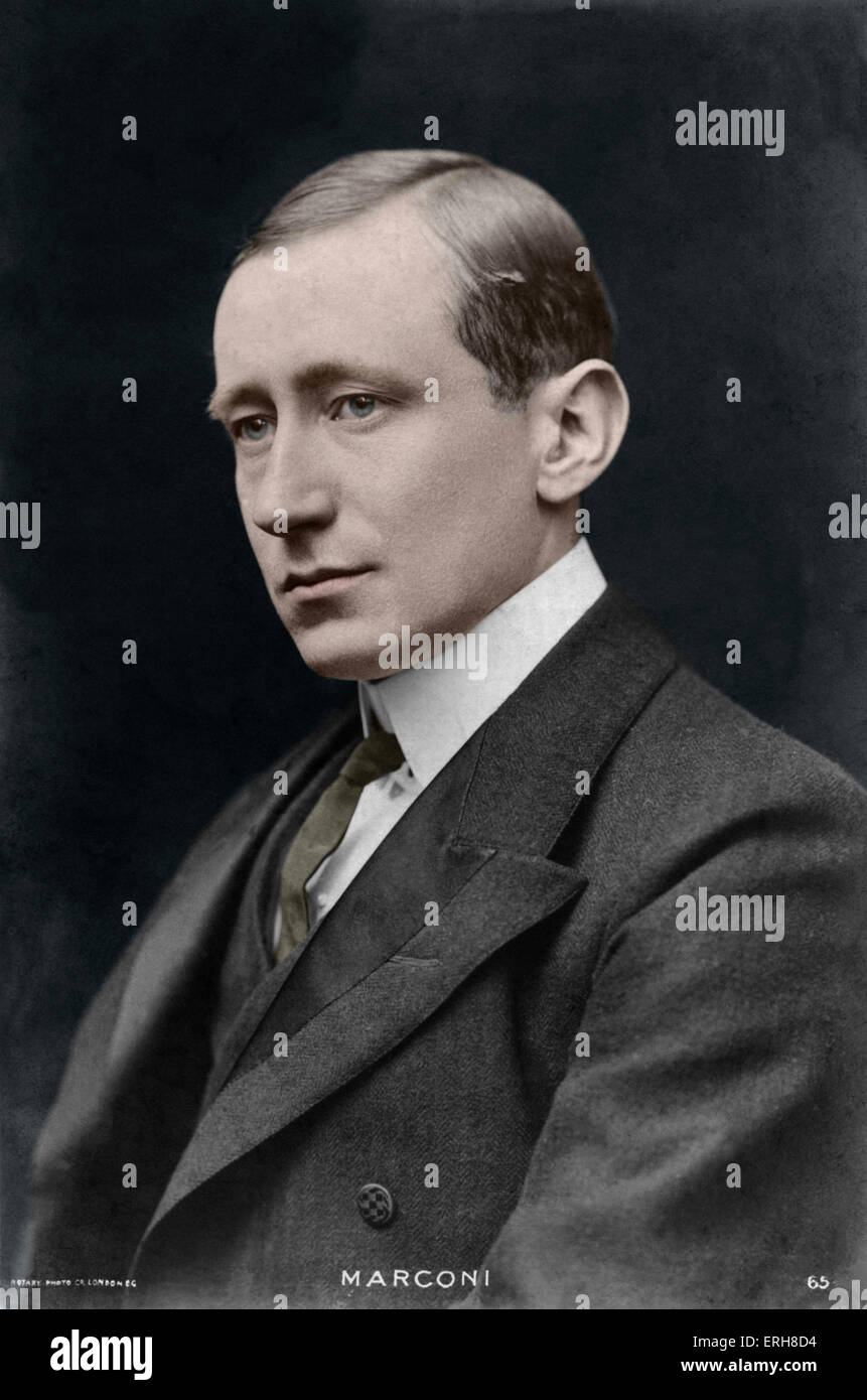 Guglielmo Marconi - Porträt - Erfinder des ersten System der drahtlosen Telegraphie - Grundlage für das Telefon.  Italienischer Erfinder 25 Stockfoto