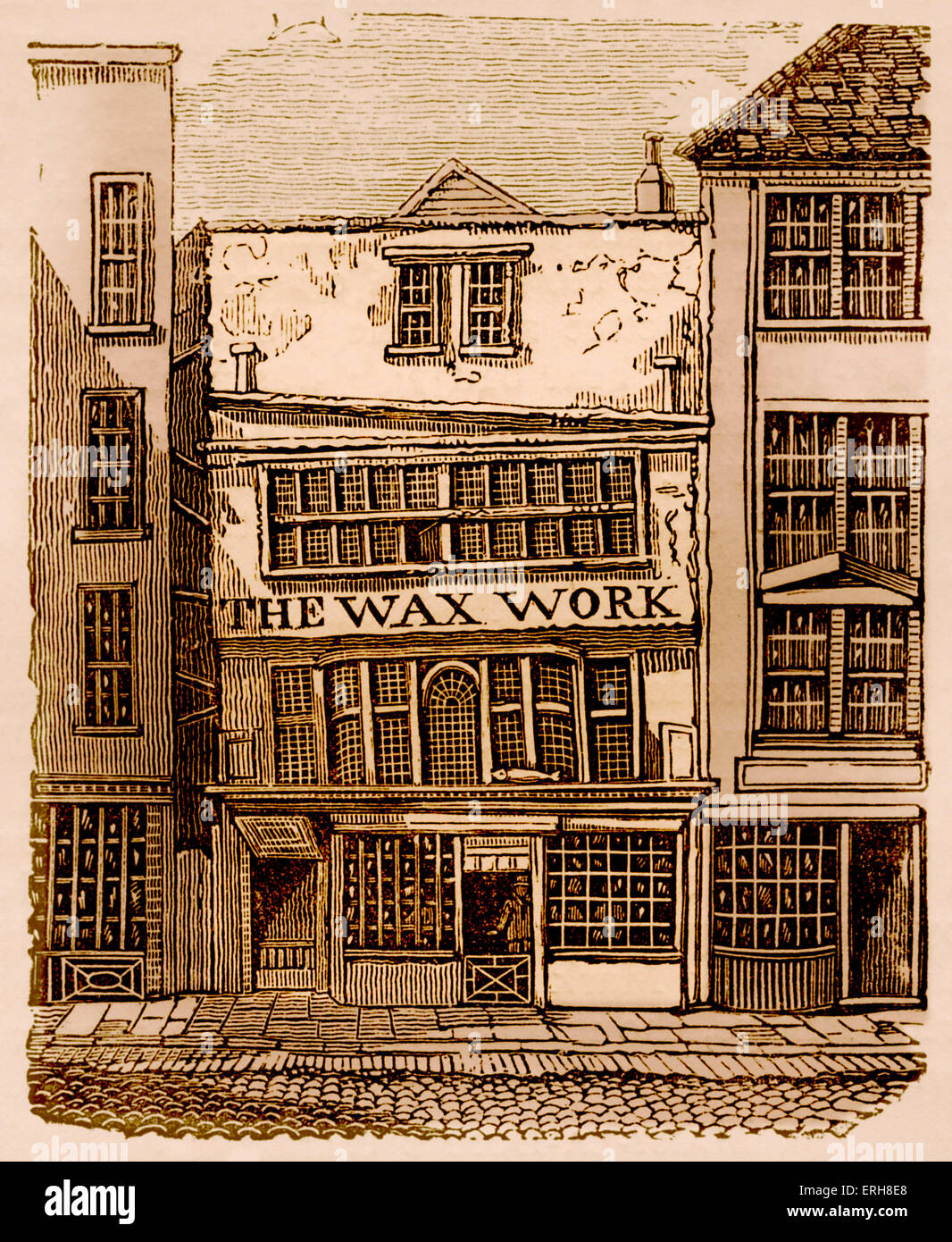 Vordere Fassade Frau Salmon Waxwork Ausstellung, Fleet Street, London, 1795 – 1816. Enthaltenen 140 lebensgroße Figuren von Frau Stockfoto