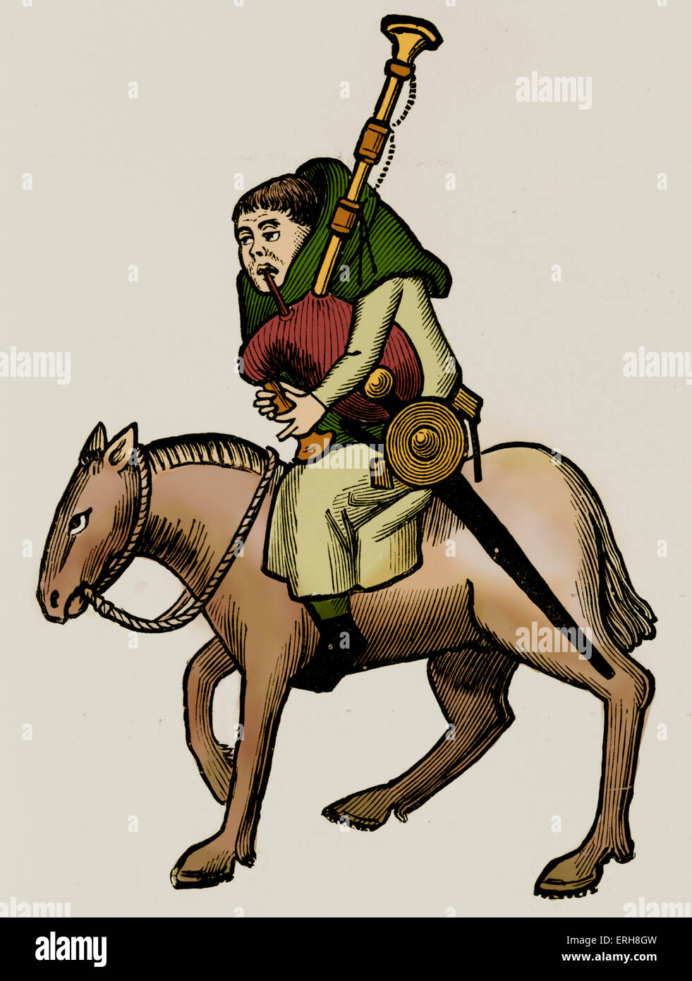 Geoffrey Chaucers Canterbury Tales - The Miller auf dem Pferderücken.  Englischer Dichter, c. 1343-1400. Ellesmere-Manuskript von Stockfoto