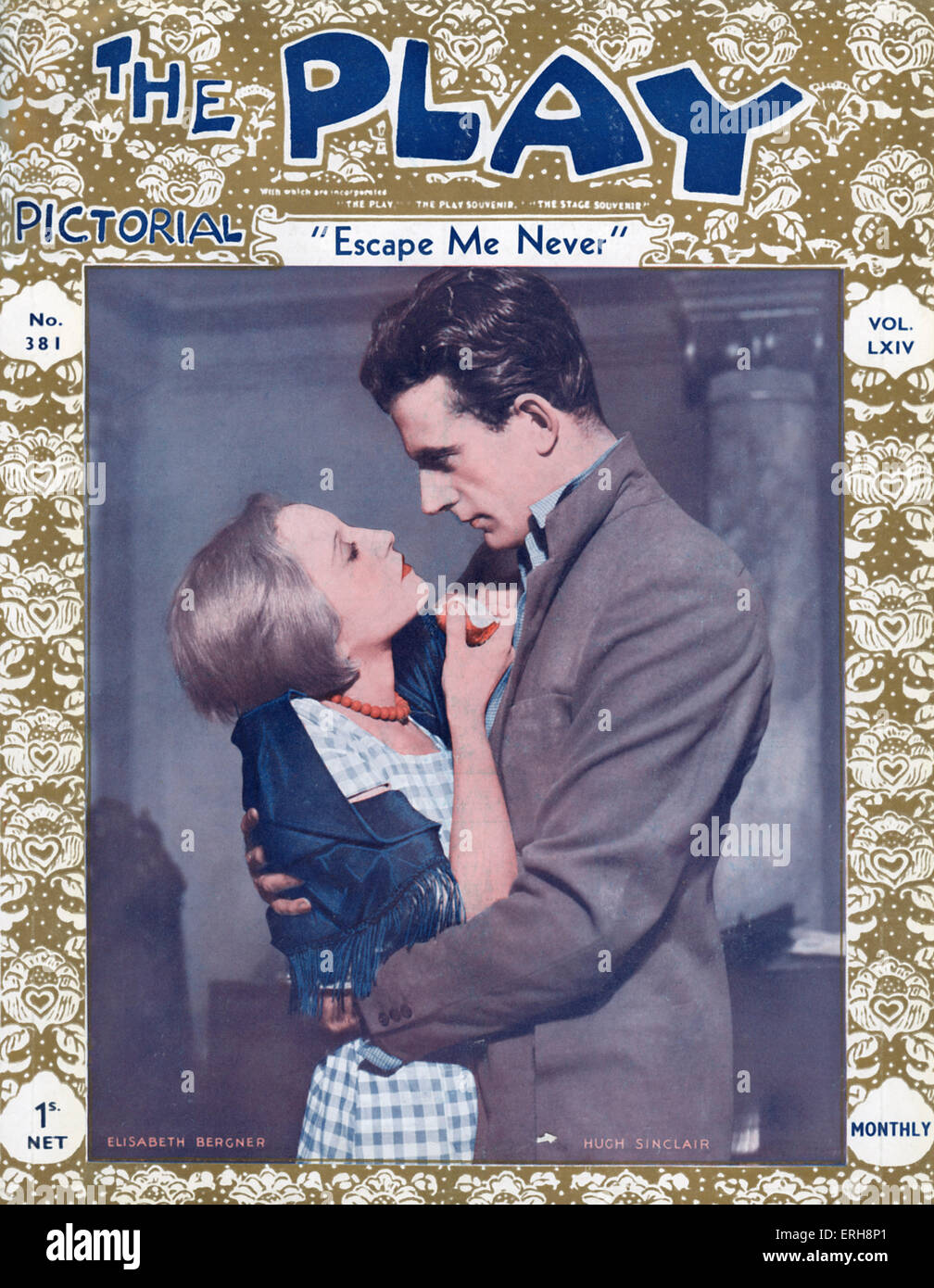 Das Spiel bildhafte - Titelseite Nr. 381 (Band LXIV), Januar 1934. Mit Elisabeth Berger als Gemma und Hugh Sinclair als Stockfoto