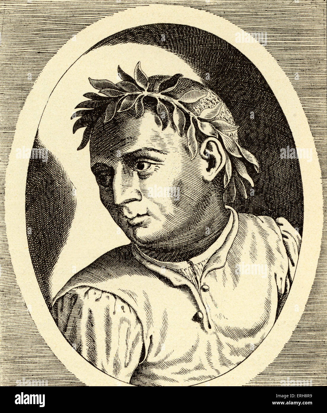 Giovanni Boccaccio - vom Kupferstich von Philipp Galle. Veröffentlicht in 'Vororum Doctorum de Disciplinis Bene Meritium Effegies', Stockfoto