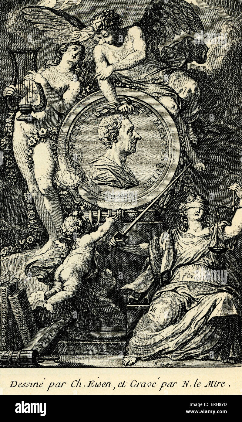 Montesquieu, Charles-Louis de Secondat, Baron De La Brède et de - Portrait des französischen Philosophen und Juristen 1689-1755. Stockfoto